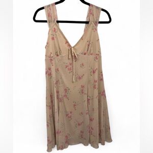 Floral Beige Sleeveless Dress